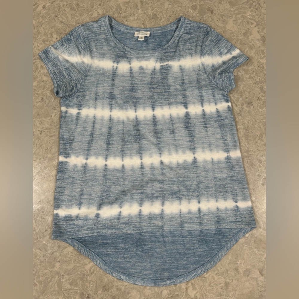Market & Spruce Indigo Blue and White Striped Tie-Dye Tee size S EUC